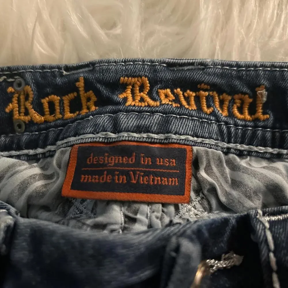 Rock Revival BETTY Jeans Womens 25 Skinny Mid-Rise Embellished Distressed READ - Picture 9 of 14